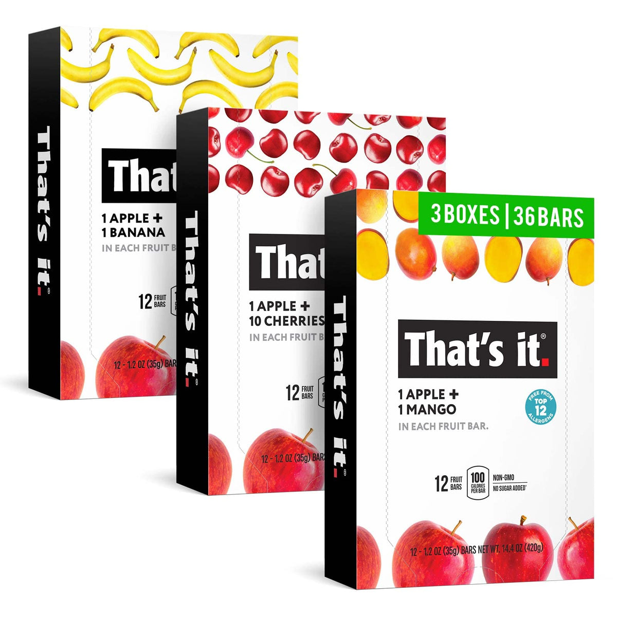 That's it fruit bar banana 12-pack, convenient real fruit snack on the go.