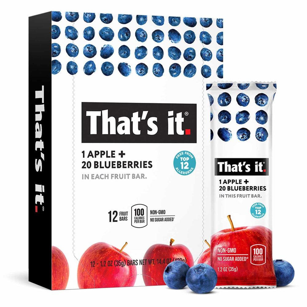 That's it fruit bar strawberry ingredient closeup shows clean, simple ingredients.