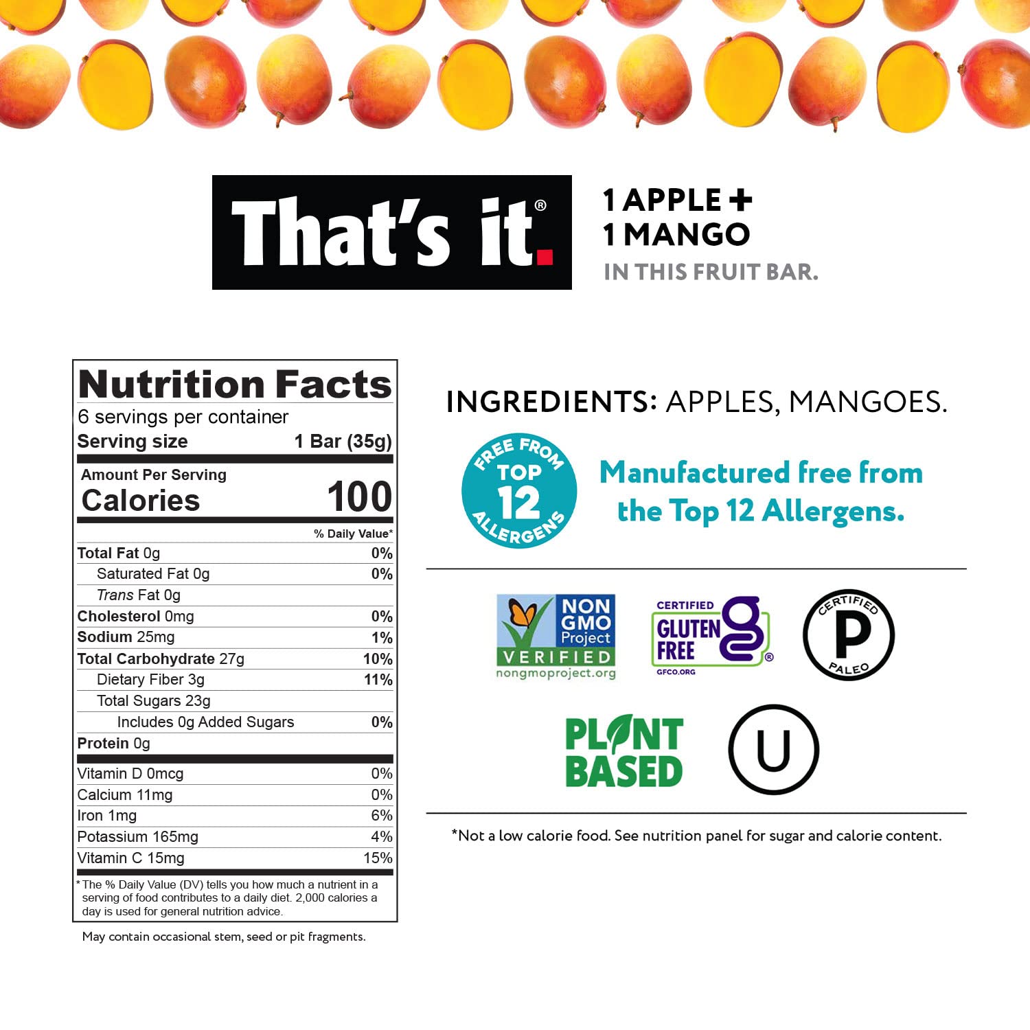 That's It fruit bars close-up of Mango and Cherry flavors with chewy texture.