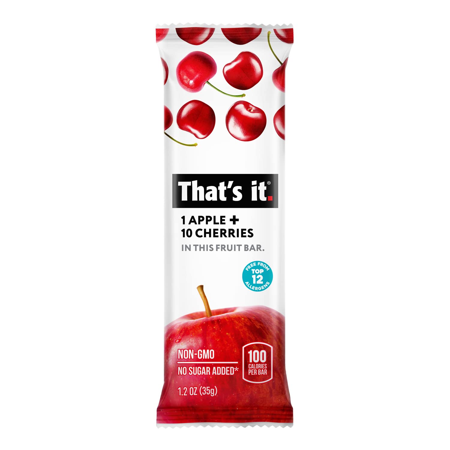 That's It Mango and Cherry flavor variety with two real fruit servings per bar.