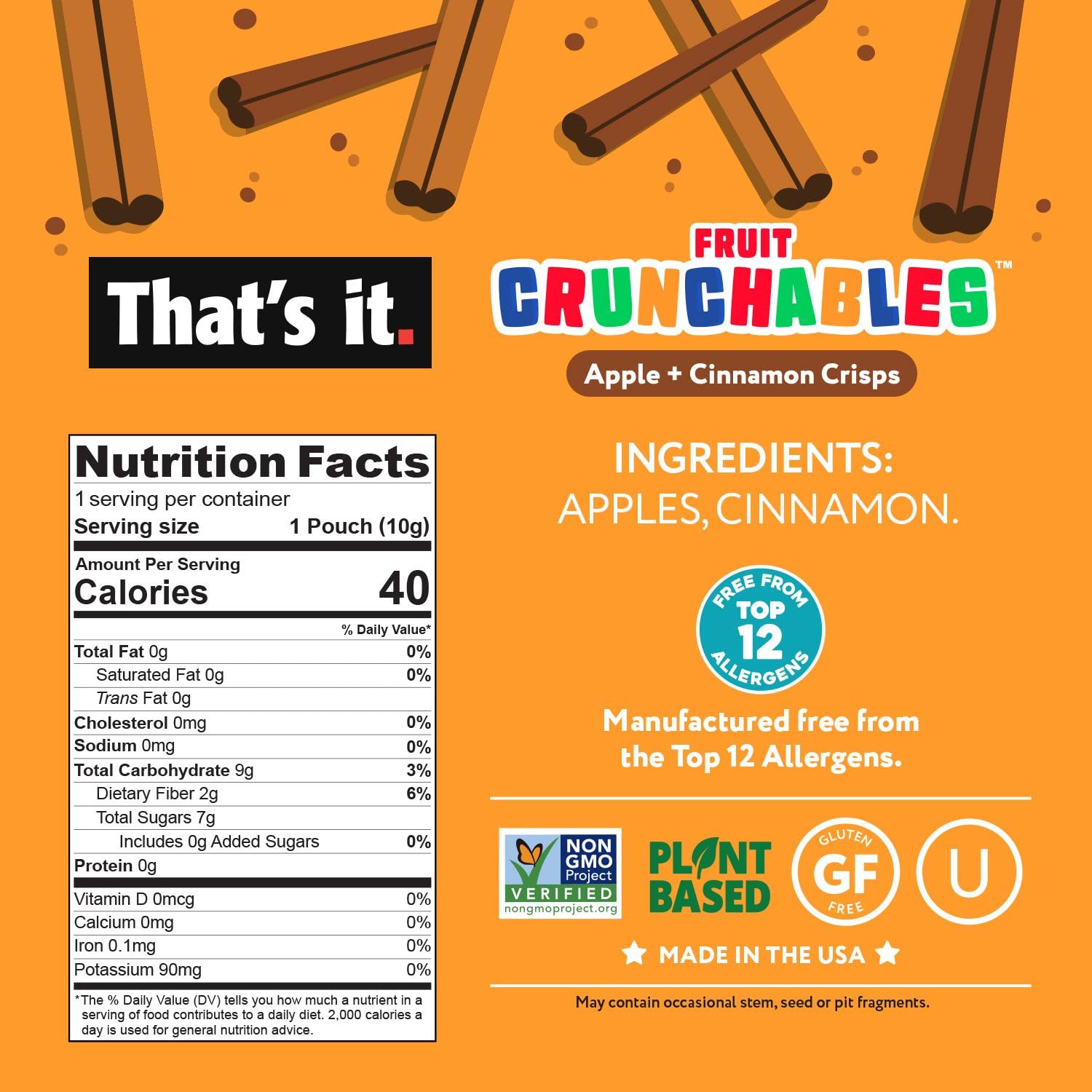 That’s it Fruit Crunchables 15-pack snacks for school and on the go