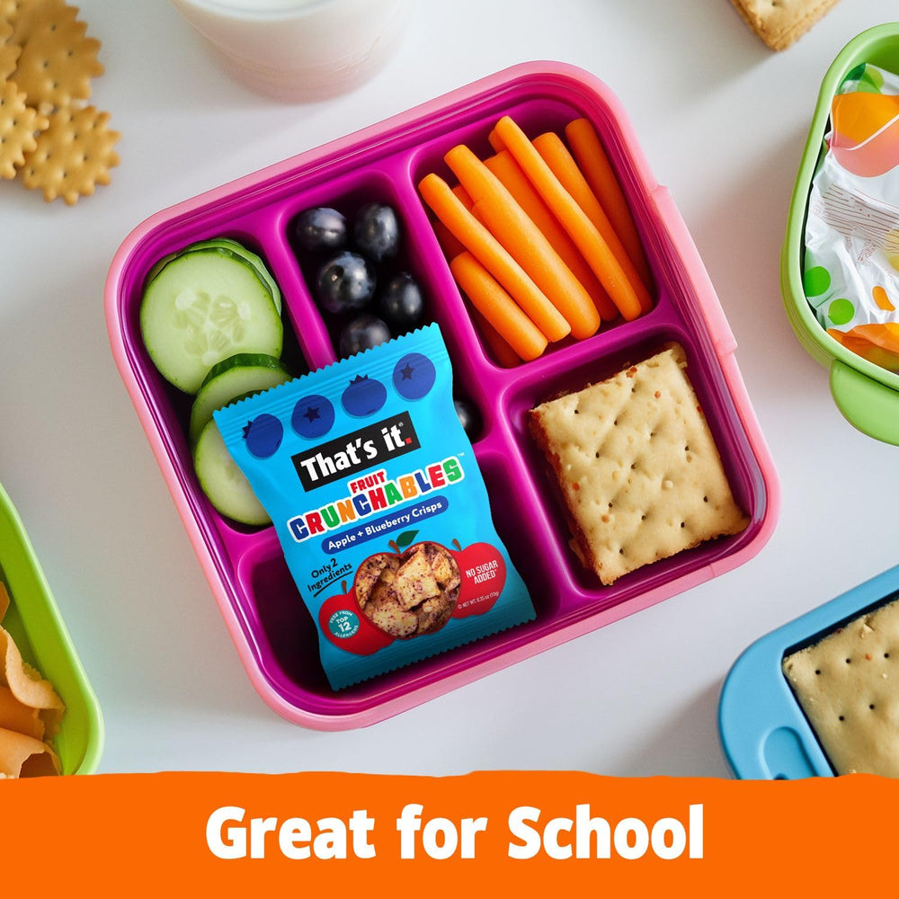 That's It Fruit Crunchables gluten-free plant-based treat ideal for kids and adults.