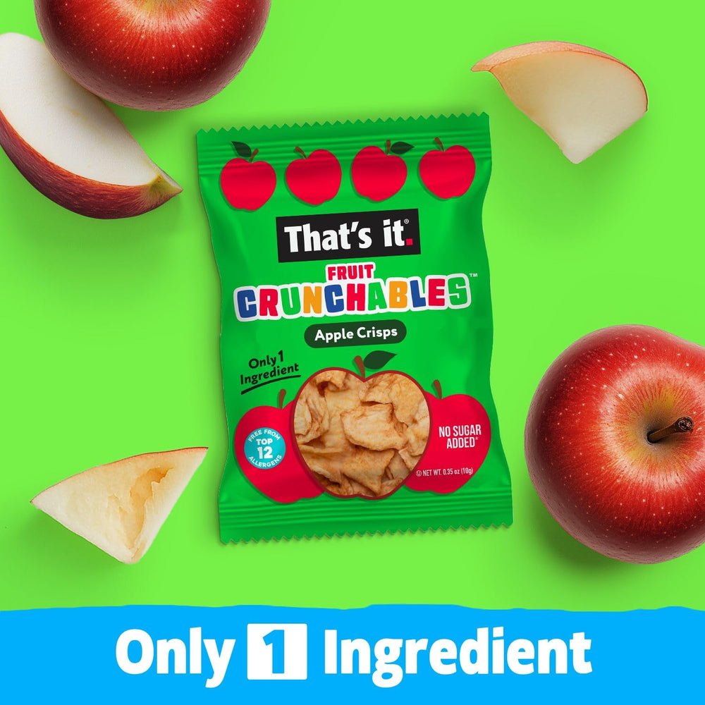 Ingredient-focused view of That's it Apple Crunchables emphasizing 100% apples