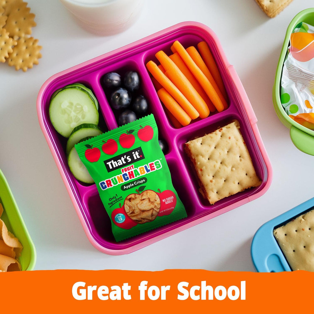 Outdoor adventure scene with That's it Fruit Crunchables as a portable snack