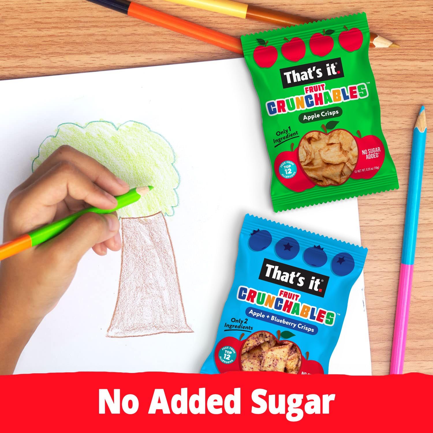 That's It Fruit Crunchables on-the-go pack shown for families seeking convenient healthy snacks.