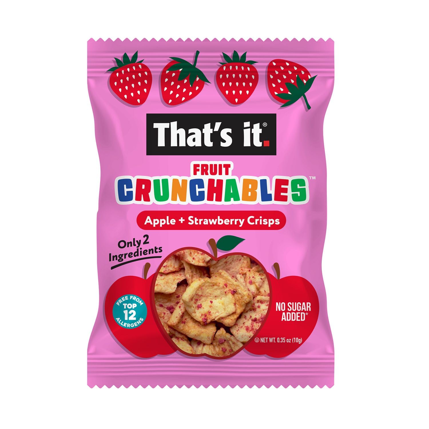 That's it Crunchables no added sugar or preservatives—crunchy, pure fruit