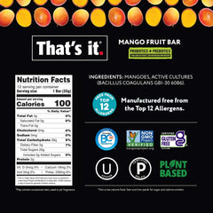 That\'s it mango bars on the go, snackable and allergen friendly.