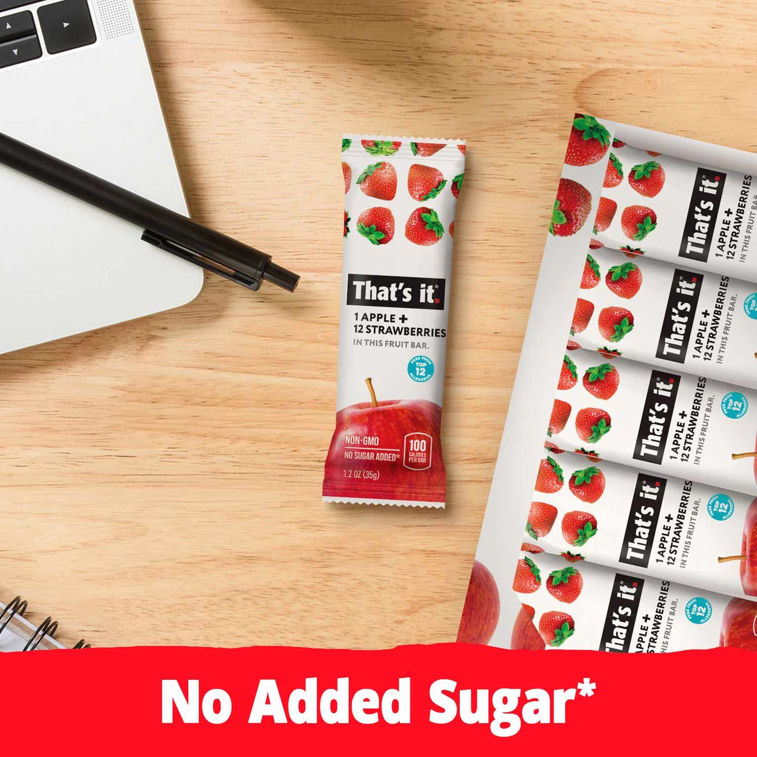 That's it mega variety pack strawberry bars offer non-GMO, no added sugar fruit snack.