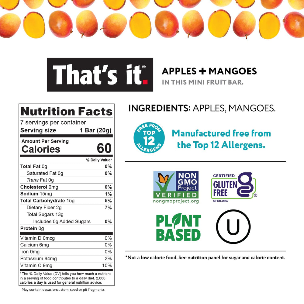 That's it Mini Fruit Bars 35-pack flavor display featuring five fruity options.