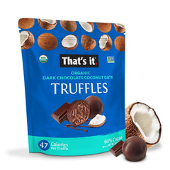 That's it organic chocolate truffles with coconut date—plant-based, clean snacking.
