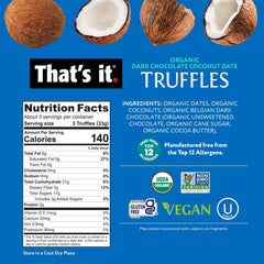 That's it Organic Dark Chocolate Truffles Variety Pack open showing individual wrappers.