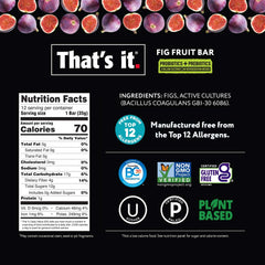 That's it Fig Probiotic Bar two-ingredient formula highlights simple real fruit