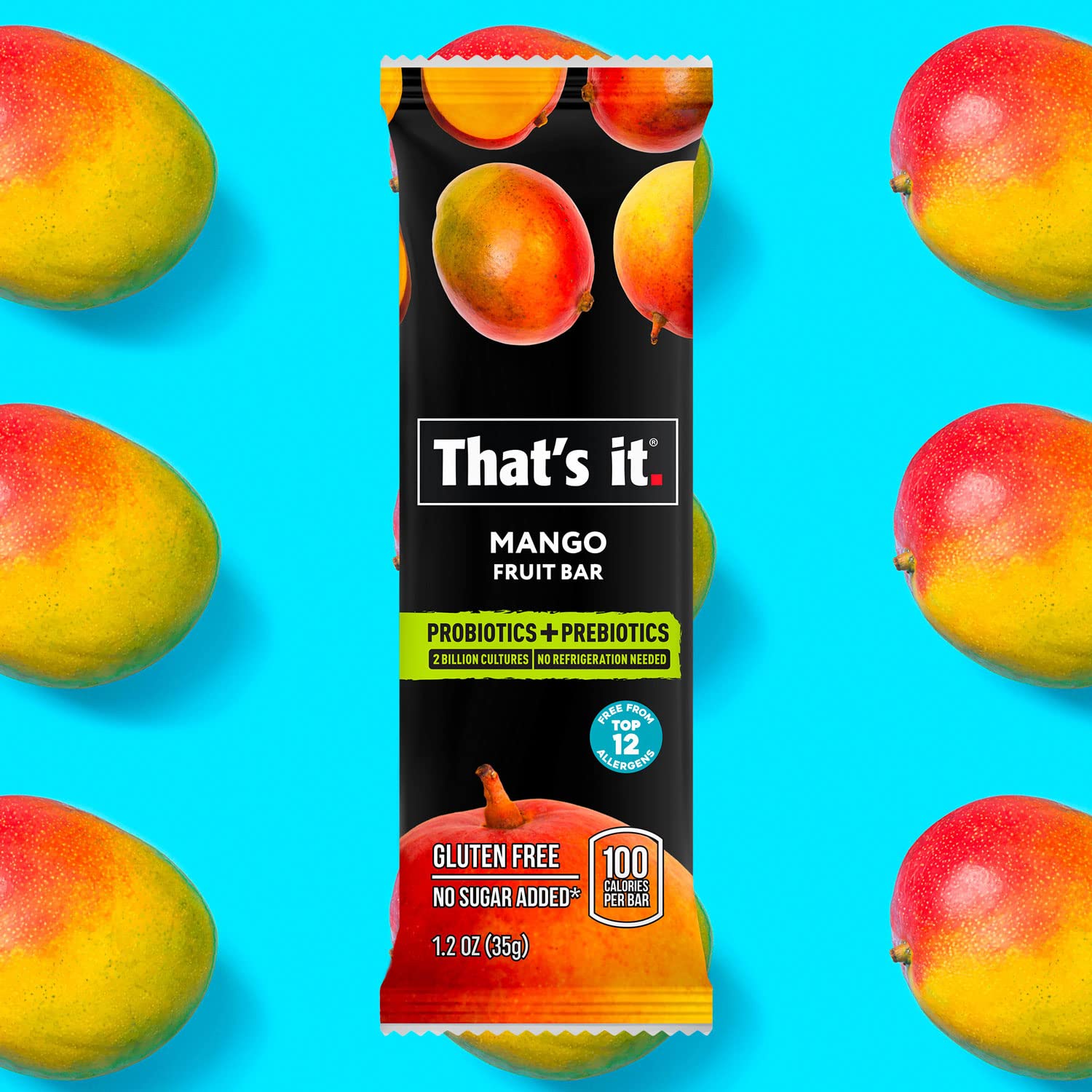 That's it Probiotic Fruit Bar allergen-free claim for nut-free and gluten-free diets