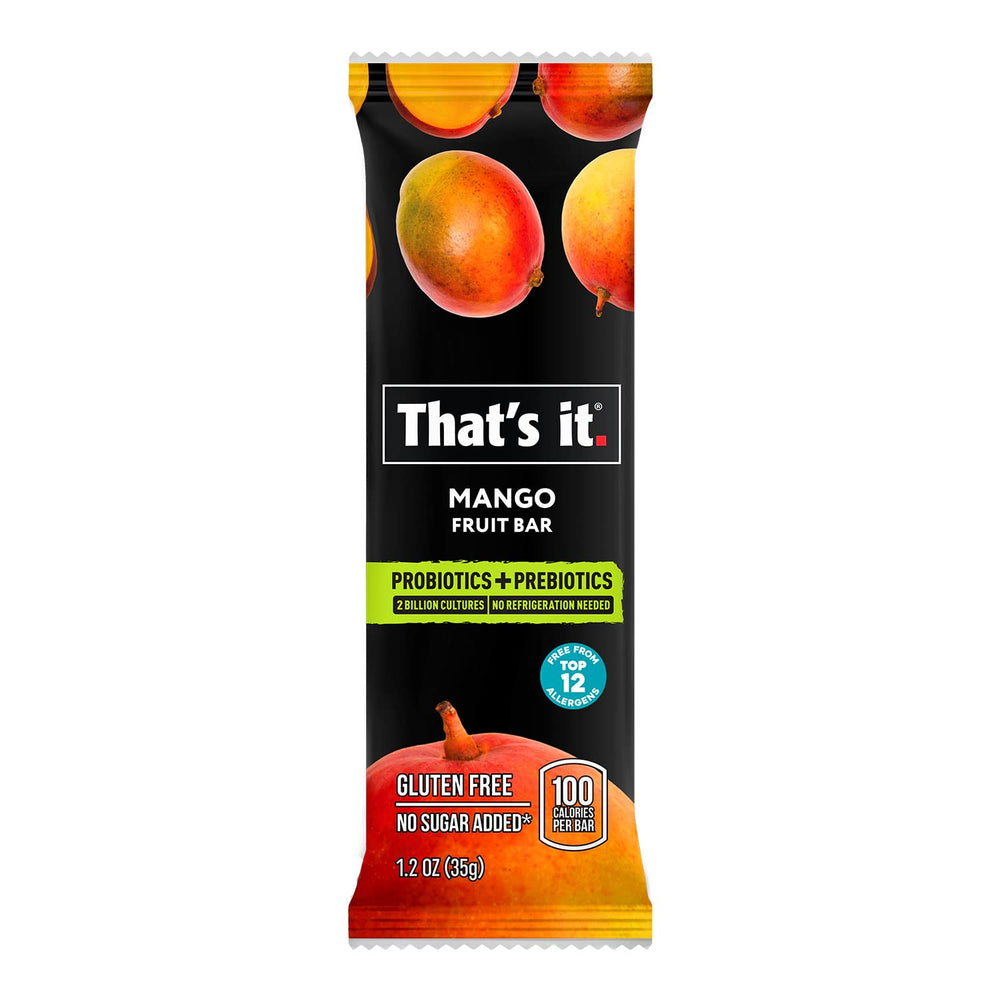 That's it Probiotic Fruit Bar blueberry bar close-up with real fruit flavor