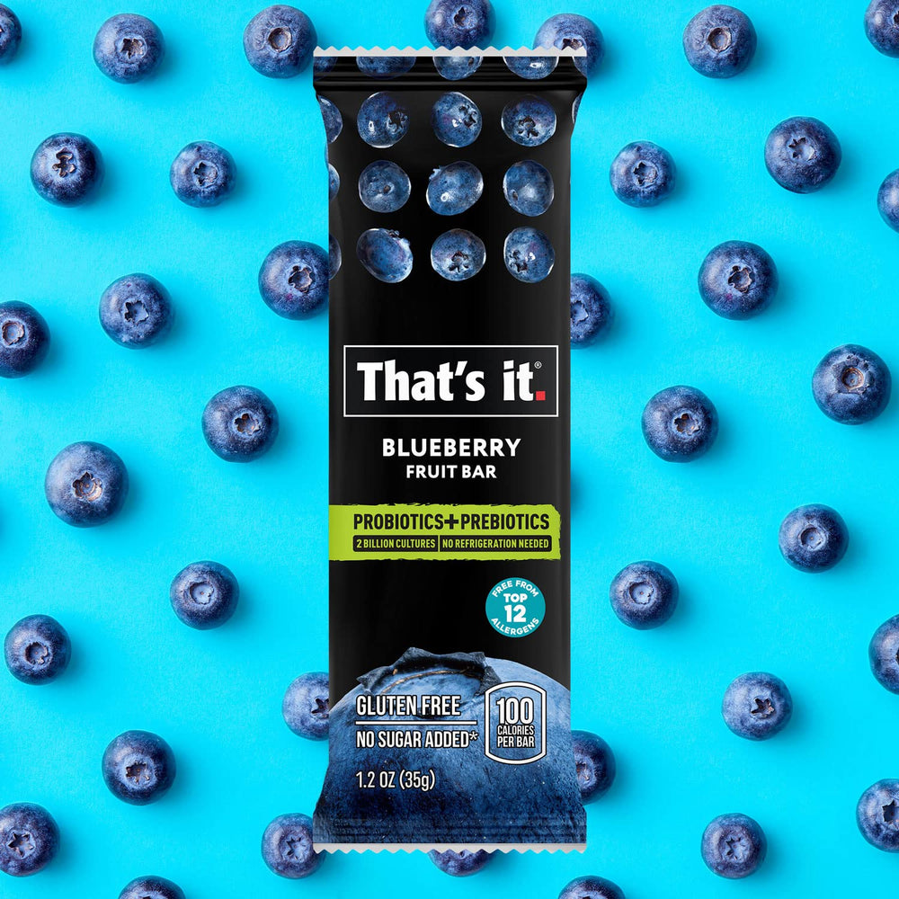 That's it Probiotic Fruit Bar shelf-stable packaging for travel
