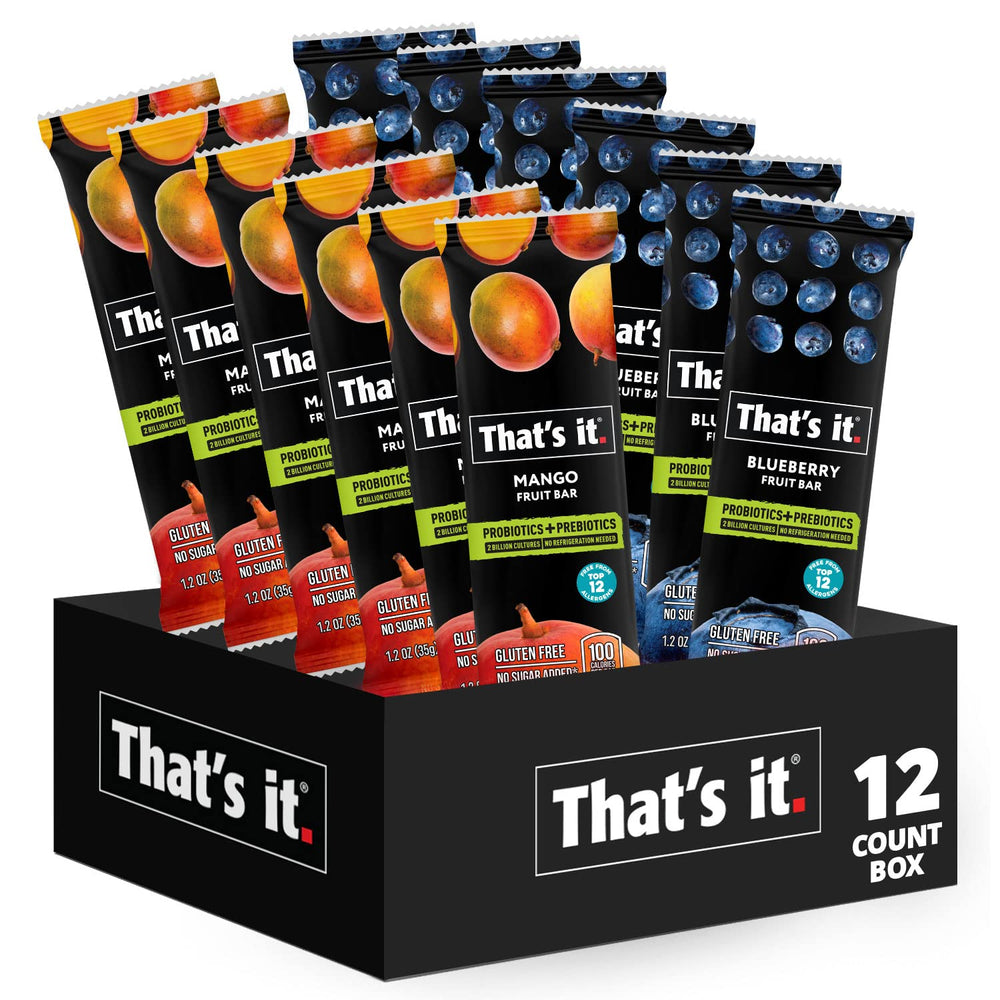 That's it Probiotic Fruit Bar variety pack front view for convenient real-fruit snacking