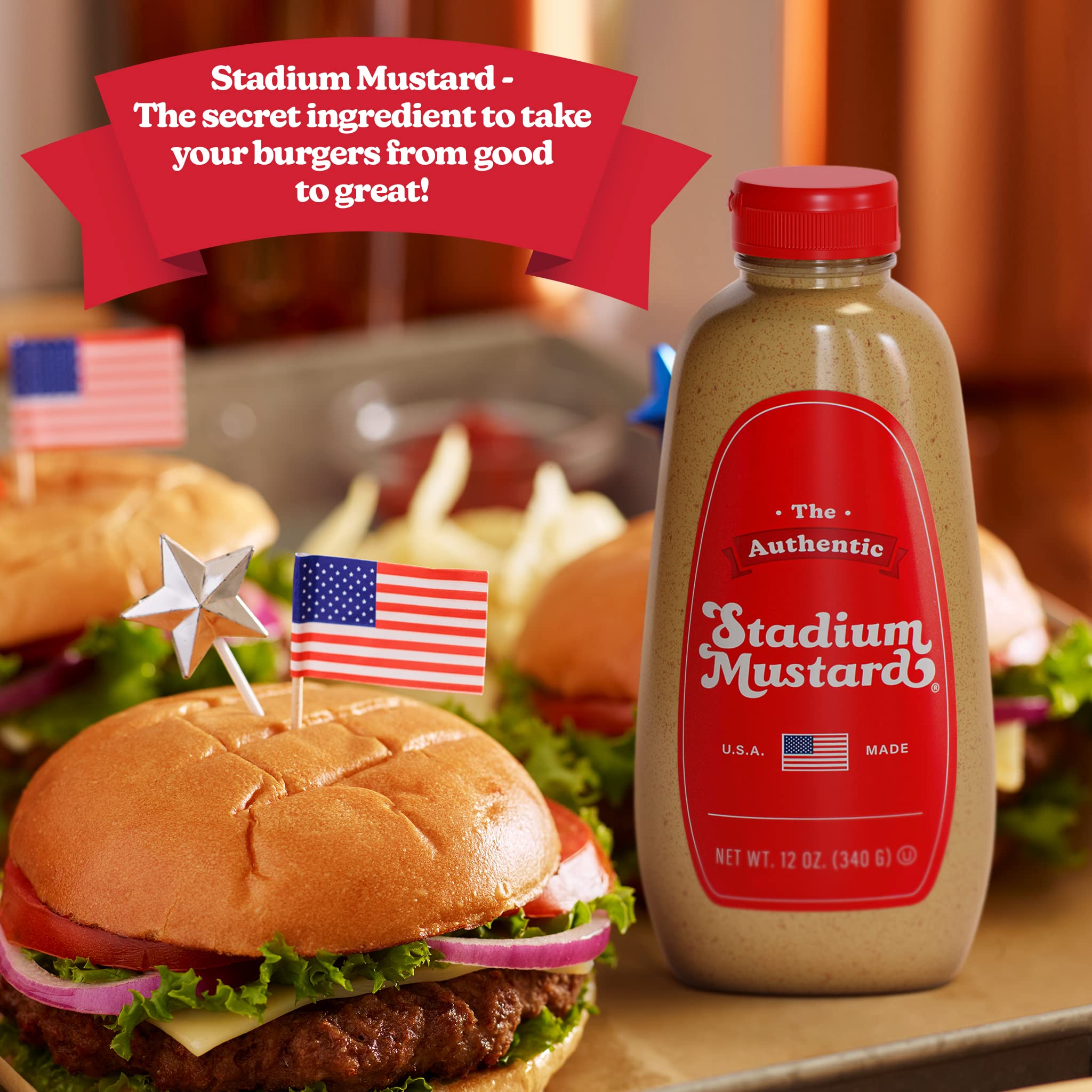The Authentic Stadium Mustard 12oz packaging ready for gifting.