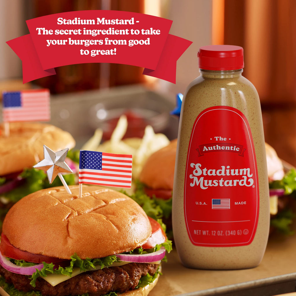 The Authentic Stadium Mustard 12oz packaging ready for gifting.