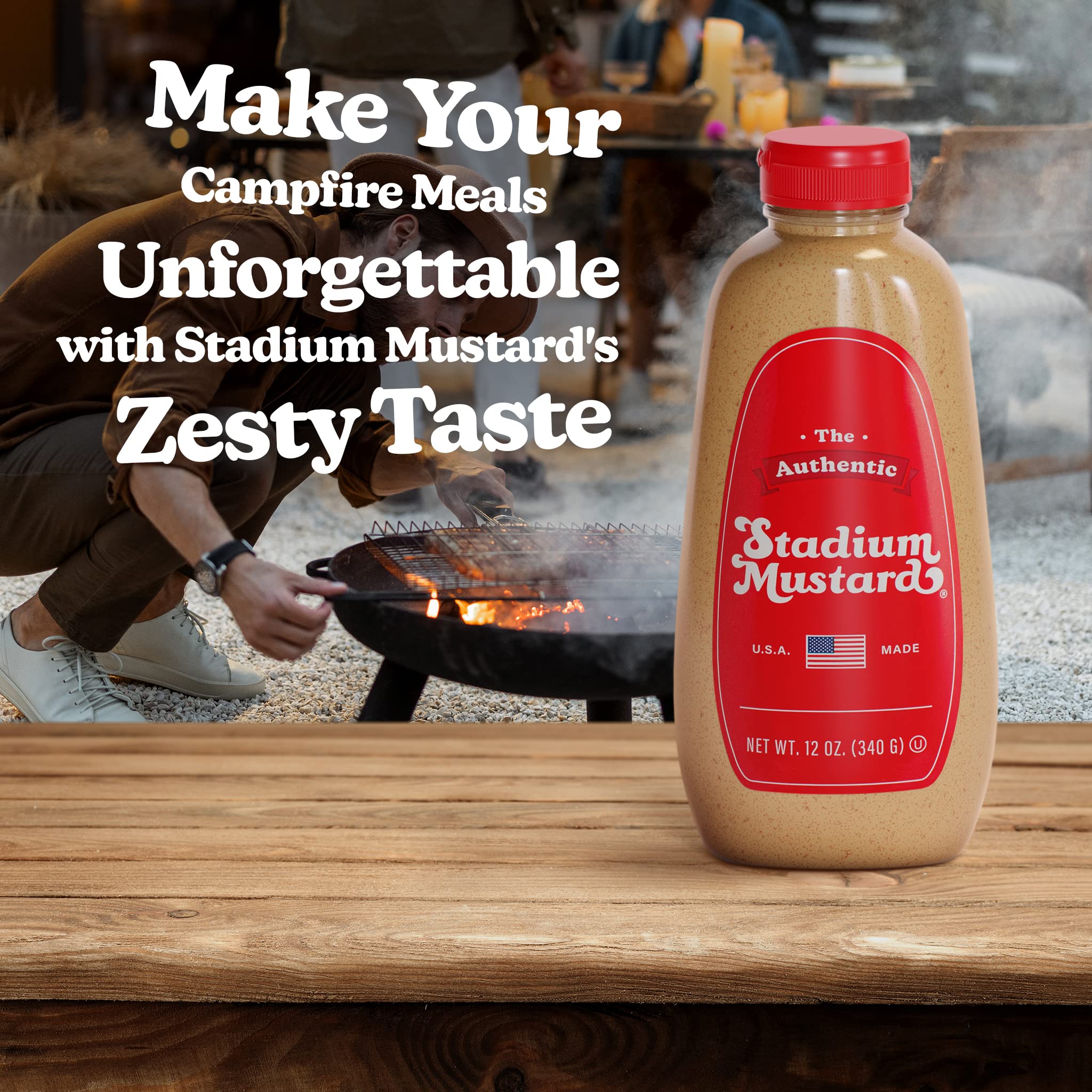 The Authentic Stadium Mustard kosher label confirms dietary options.