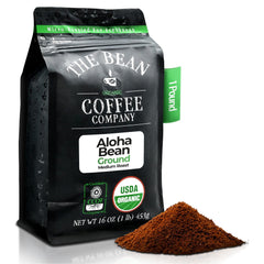 The Bean Aloha Bean Hawaiian Hazelnut coffee bag with bold aroma for mornings.