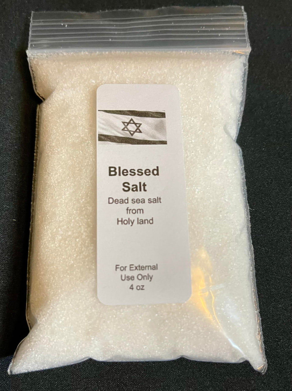 The Better Scents Blessed Dead Sea Salt 4 oz bag shown for portability and daily wellness.