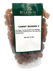 The Bulk-Priced Food Shoppe candy raisins in a resealable bag for convenient snacking.