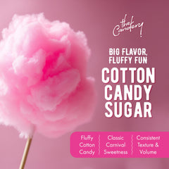 The Candery Strawberry cotton candy sugar in reusable jar with scoop for precise dispensing