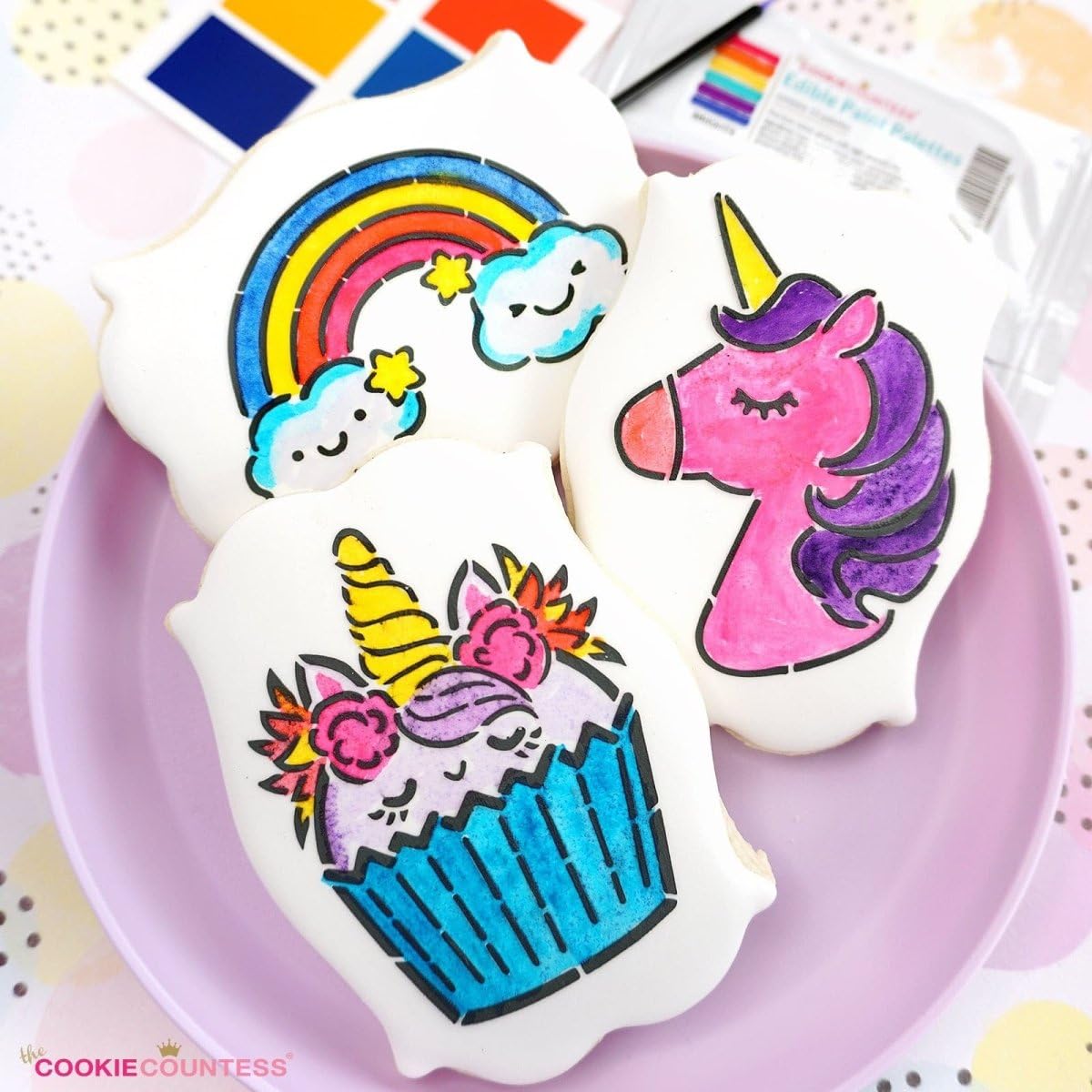 The Cookie Countess PYO edible paint in purple for bold accents on cookies.