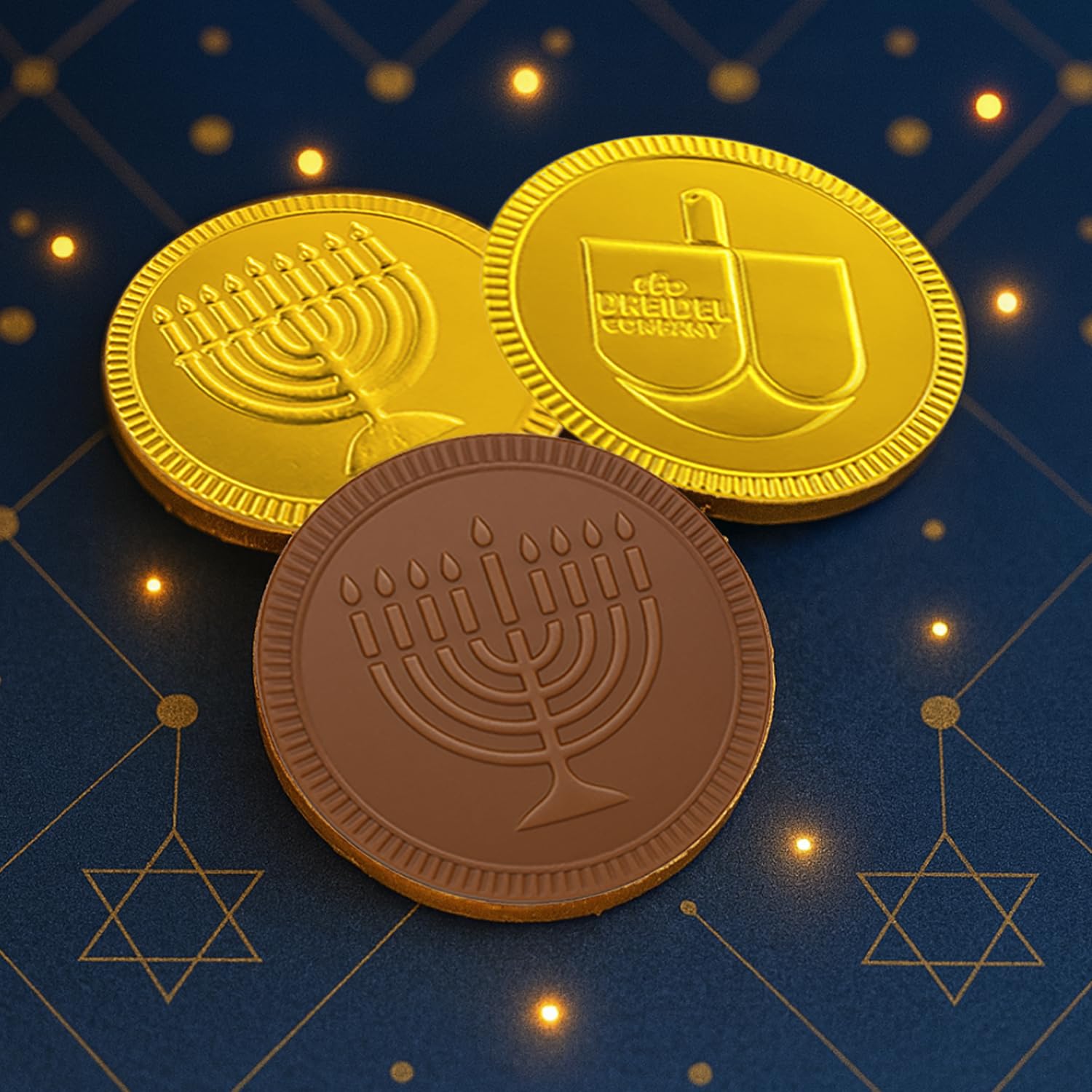 The Dreidel Company mesh bag gold coins for goody bags.