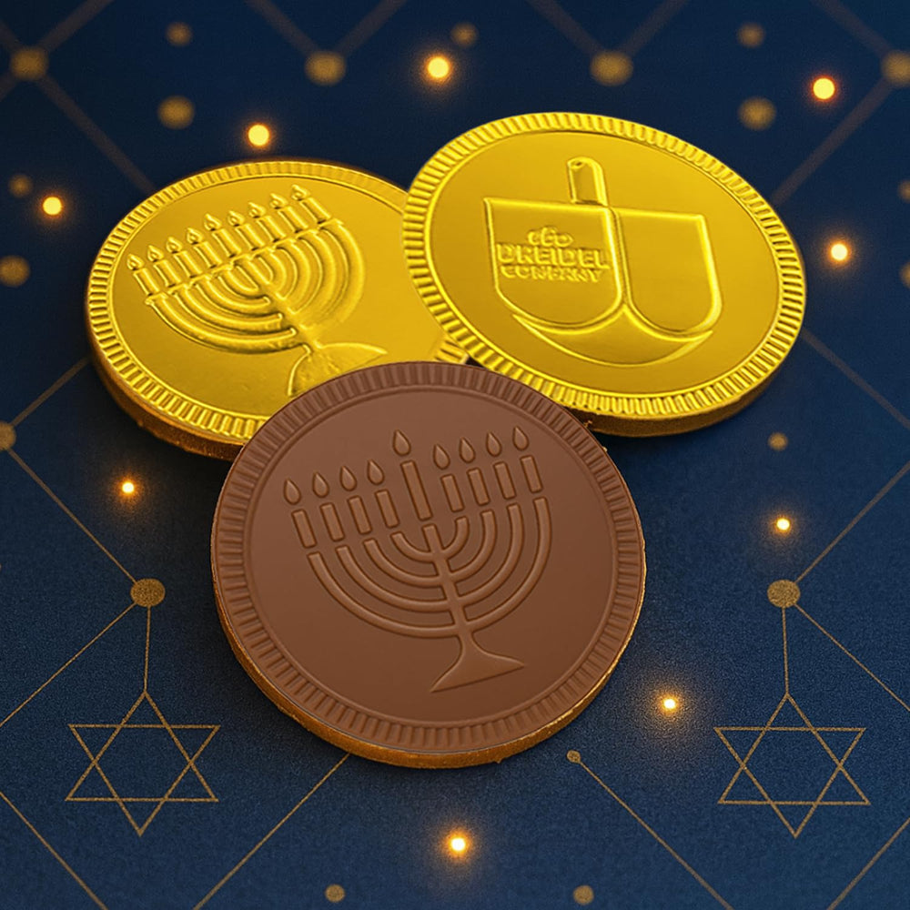 The Dreidel Company mesh bag gold coins for goody bags.