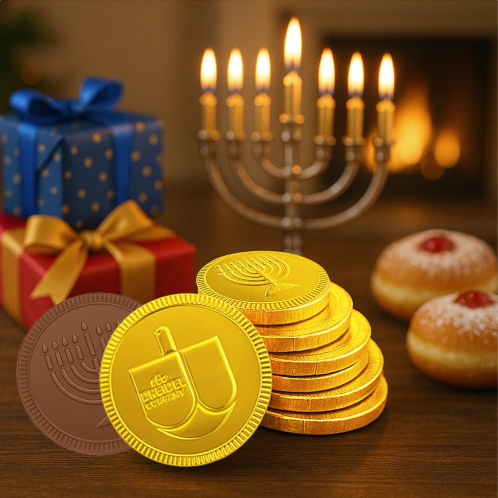 The Dreidel Company office party coins decorate office celebrations.