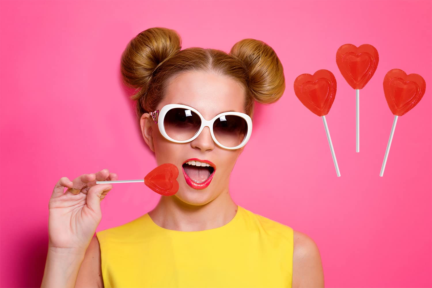 The Dreidel Company double heart lollipops used as party favors