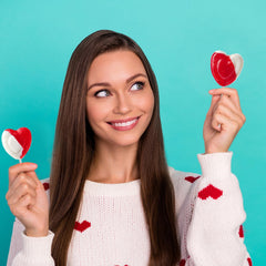 Strawberry N' Cream heart lollipop with creamy vanilla notes for celebrations.
