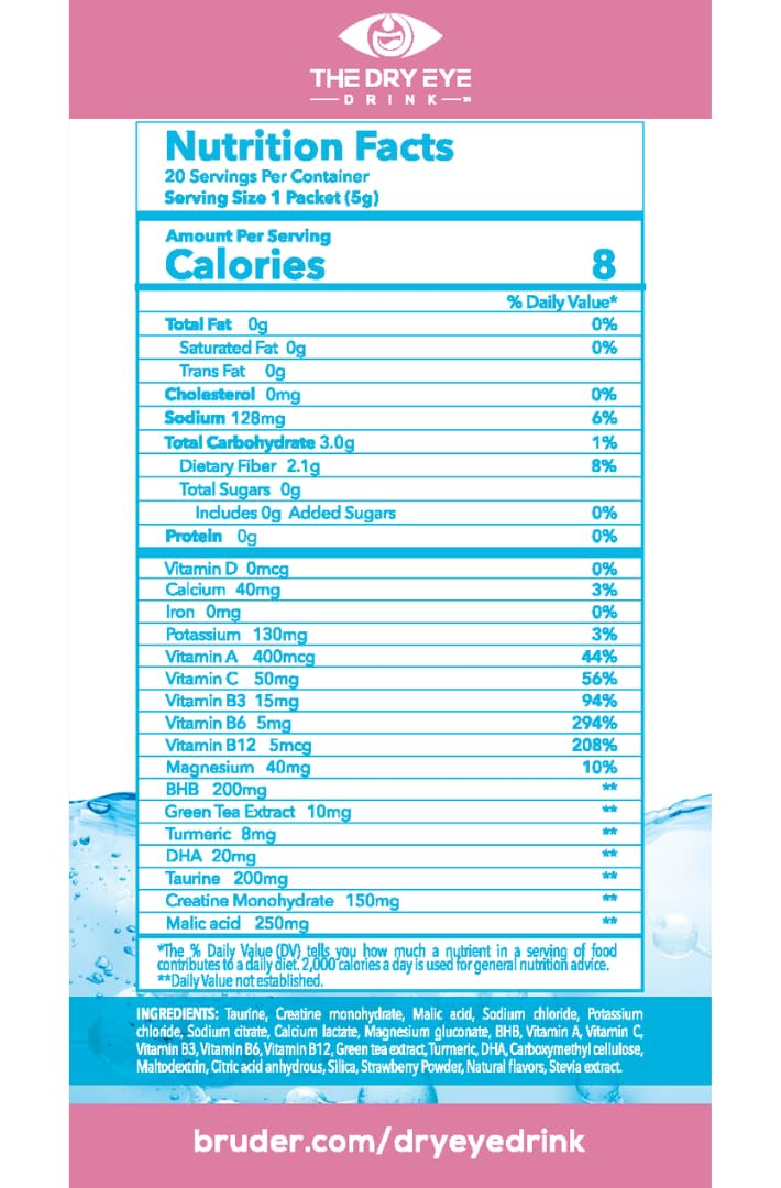 The Dry Eye Drink daily-use stick mixed in water for hydration
