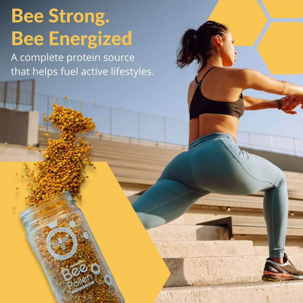 The Fantozzi Honey Co granules pouring from jar emphasizing freshness and quality.