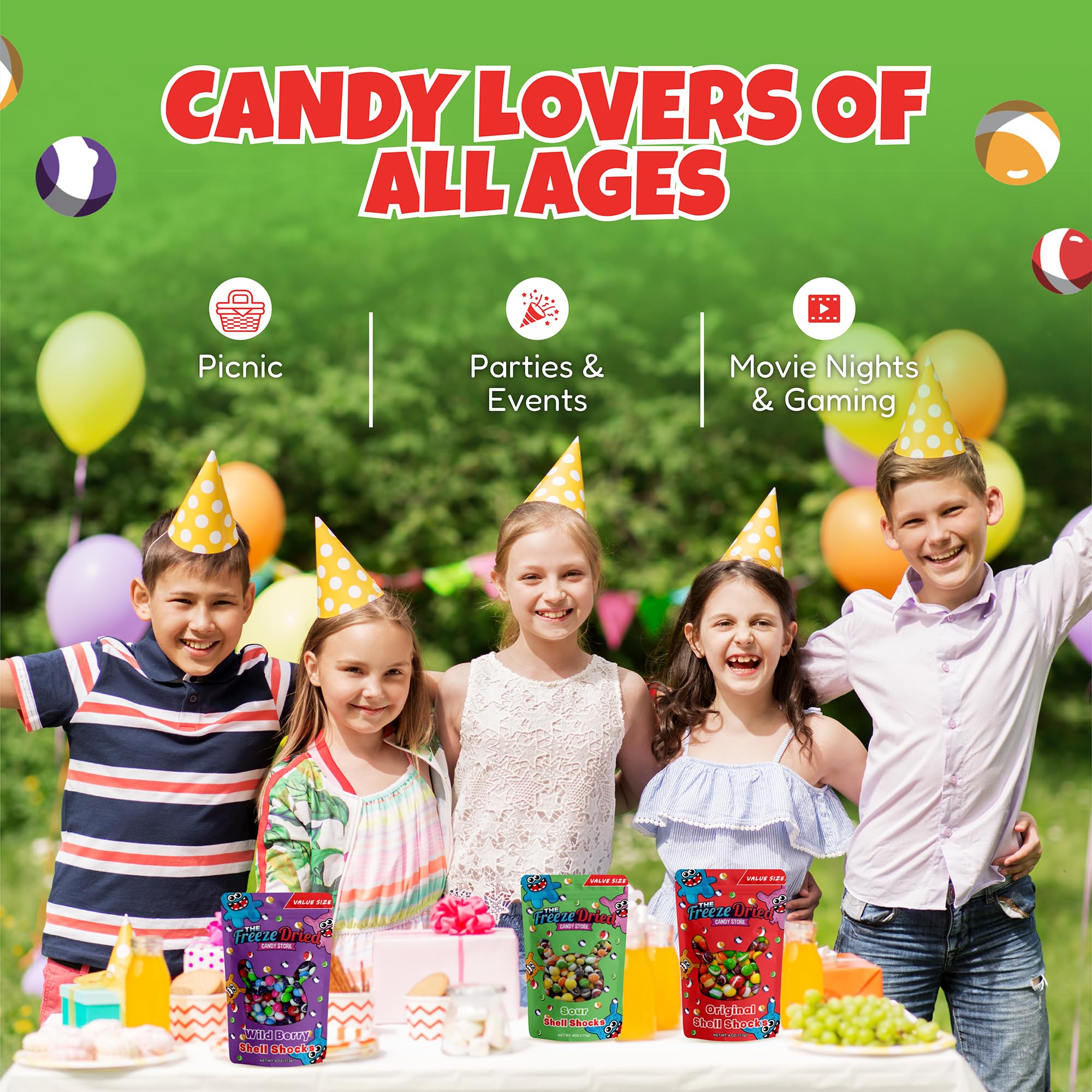 The Freeze Dried Candy Store Snack moment on-the-go—12 oz bundle for sharing.