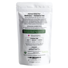 The French Touch Lemon Verbena Tea pack of 30 bags emphasizes convenient, ready-to-brew herbal tea.