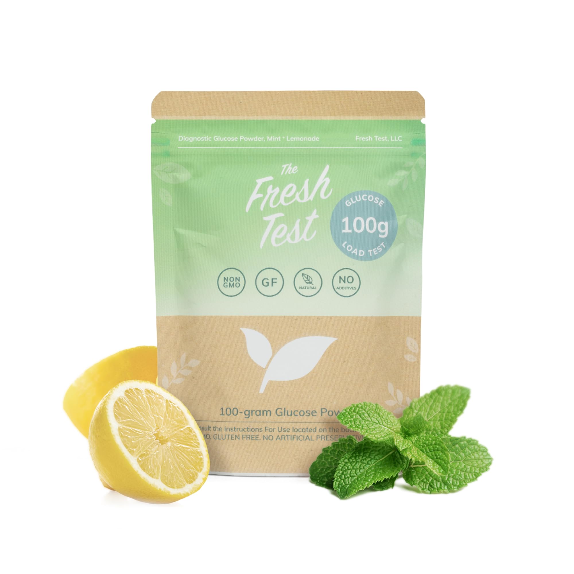 The Fresh Test mint lemonade powder packet for quick hydration and screening.