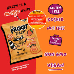 The FROOT Thief Mango real fruit snack whip, ideal for on-the-go snacking