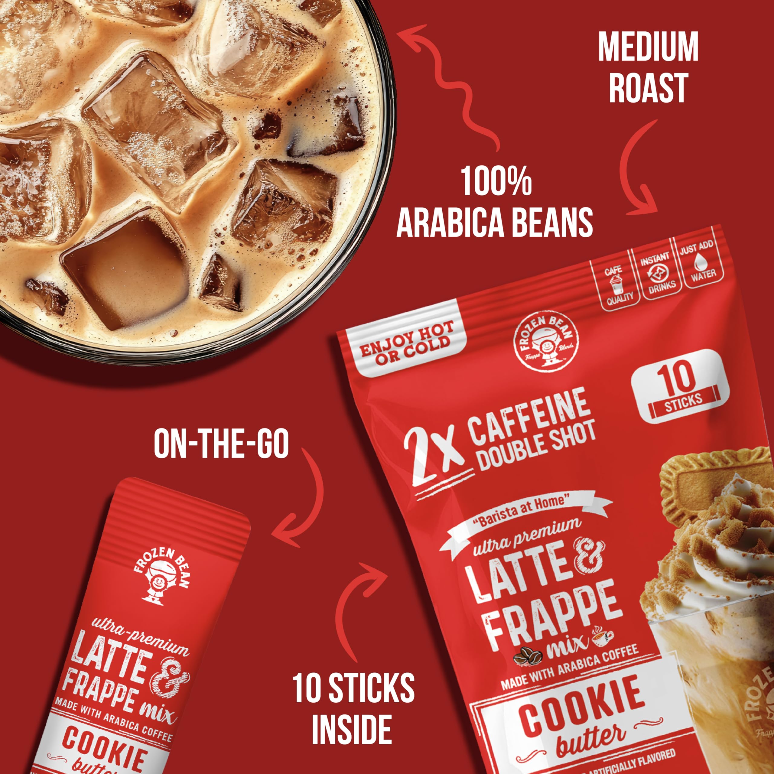 Close-up of The Frozen Bean Arabica coffee beans highlighting premium ingredients and bold flavor.