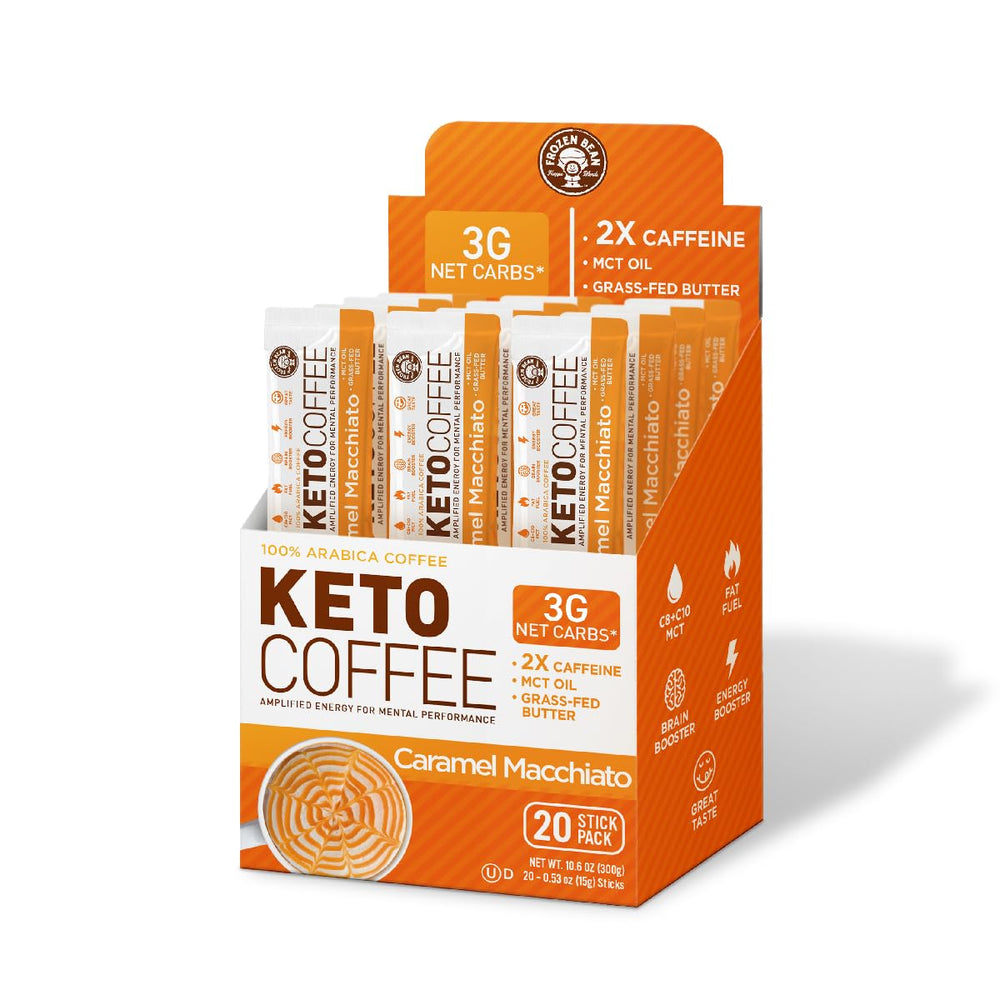 The Frozen Bean Caramel Macchiato sticks ready for on-the-go energy.