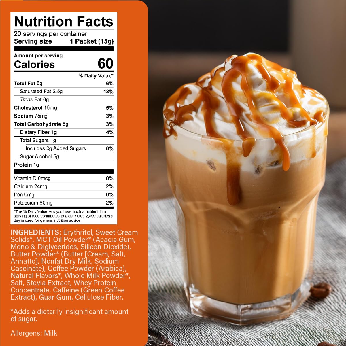 Close-up of The Frozen Bean Caramel Macchiato single-serve sticks.