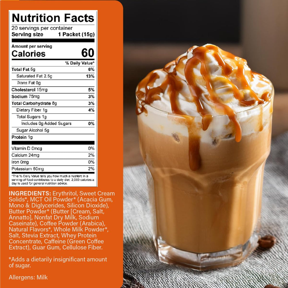 Close-up of The Frozen Bean Caramel Macchiato single-serve sticks.