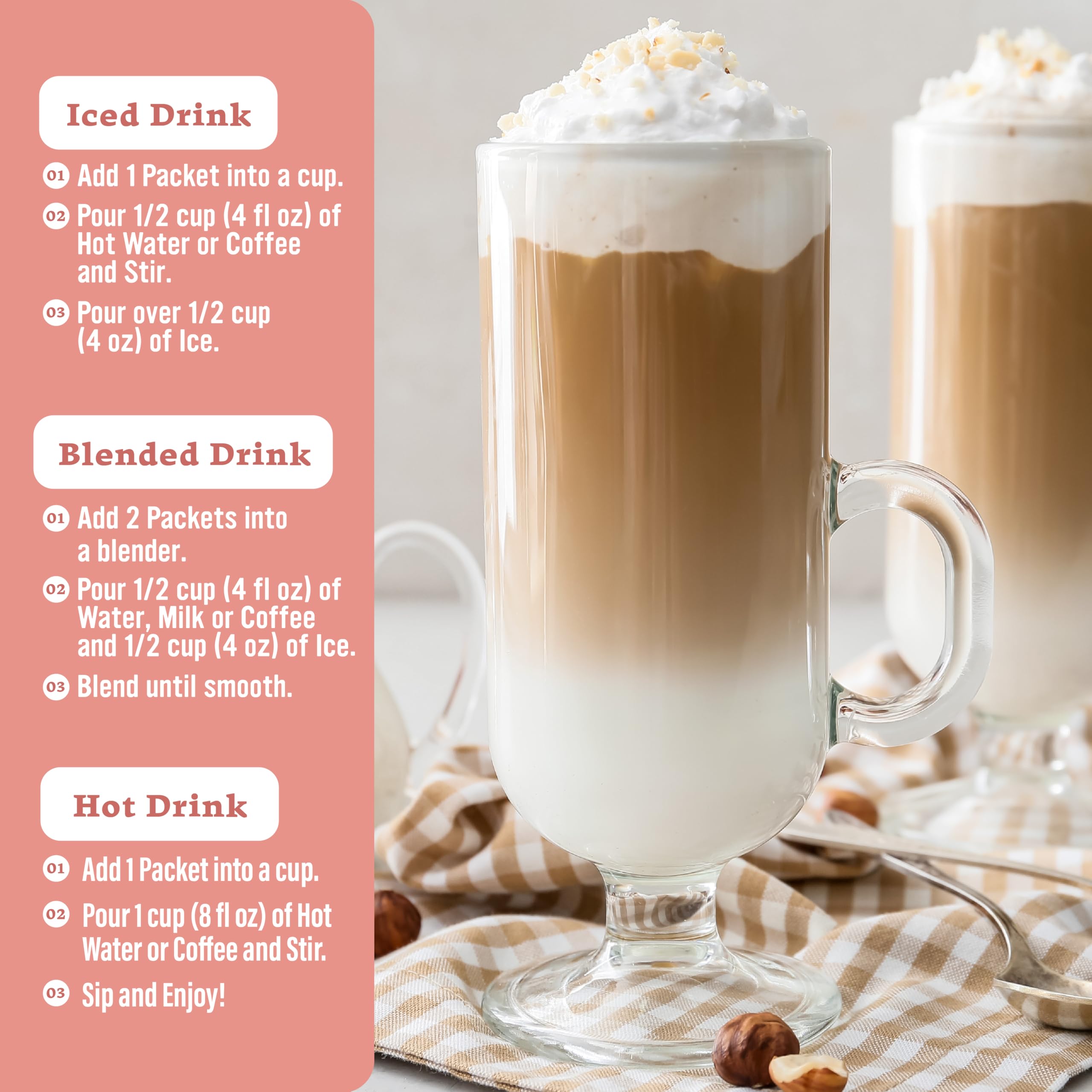 The Frozen Bean hazelnut frappe packaging highlights convenience and low-sugar indulgence for busy days.