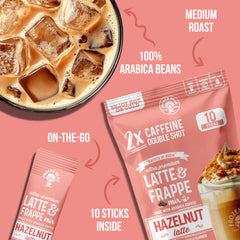 The Frozen Bean hazelnut frappe sticks arranged showcase premium ingredients for authentic cafe flavor.