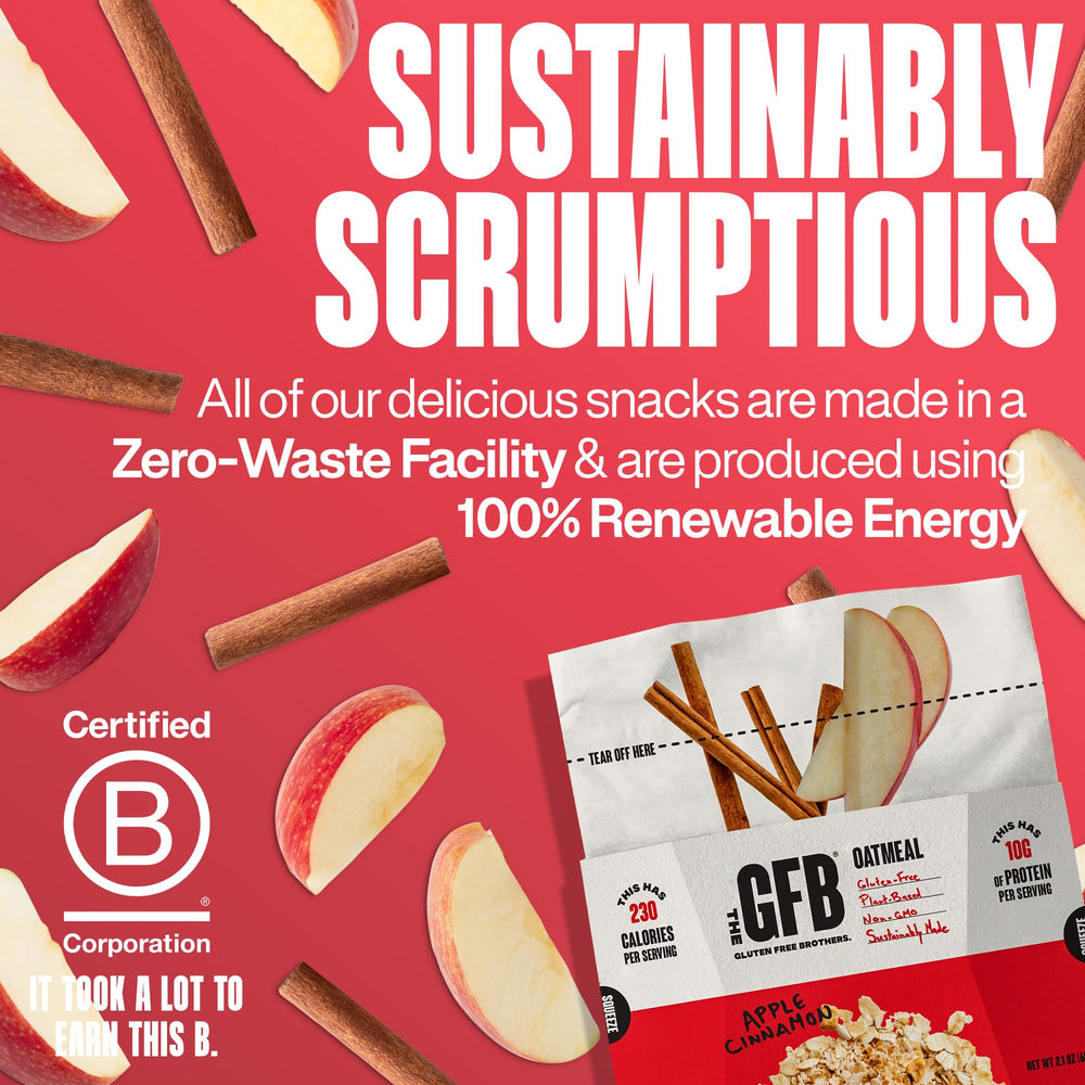 The GFB Apple Cinnamon Oatmeal Cups plant-based protein boost per serving.