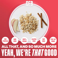 The GFB Apple Cinnamon Oatmeal Cups pressed pouch for hot oats.