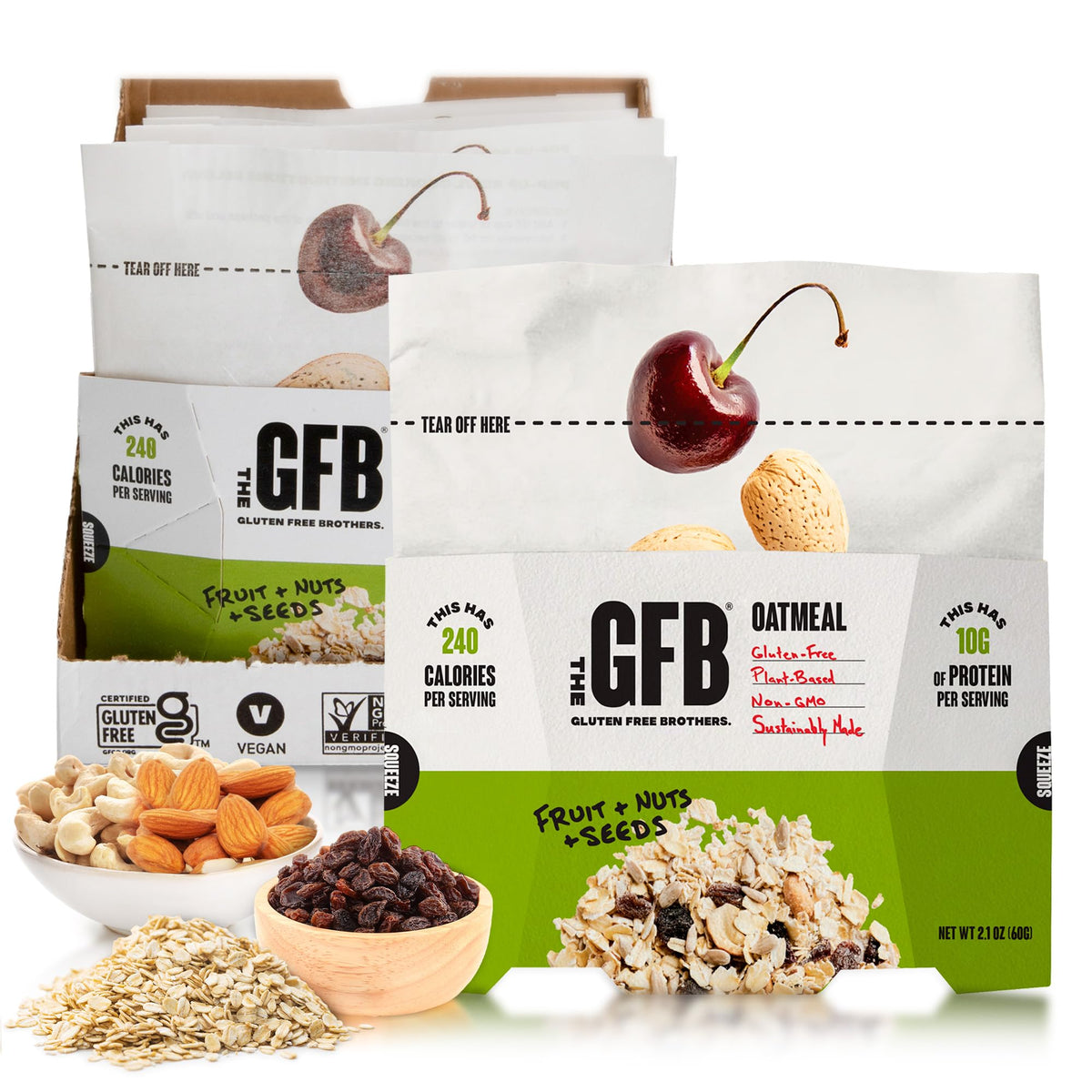The GFB oatmeal cup packaging with pop-up lid for easy mornings