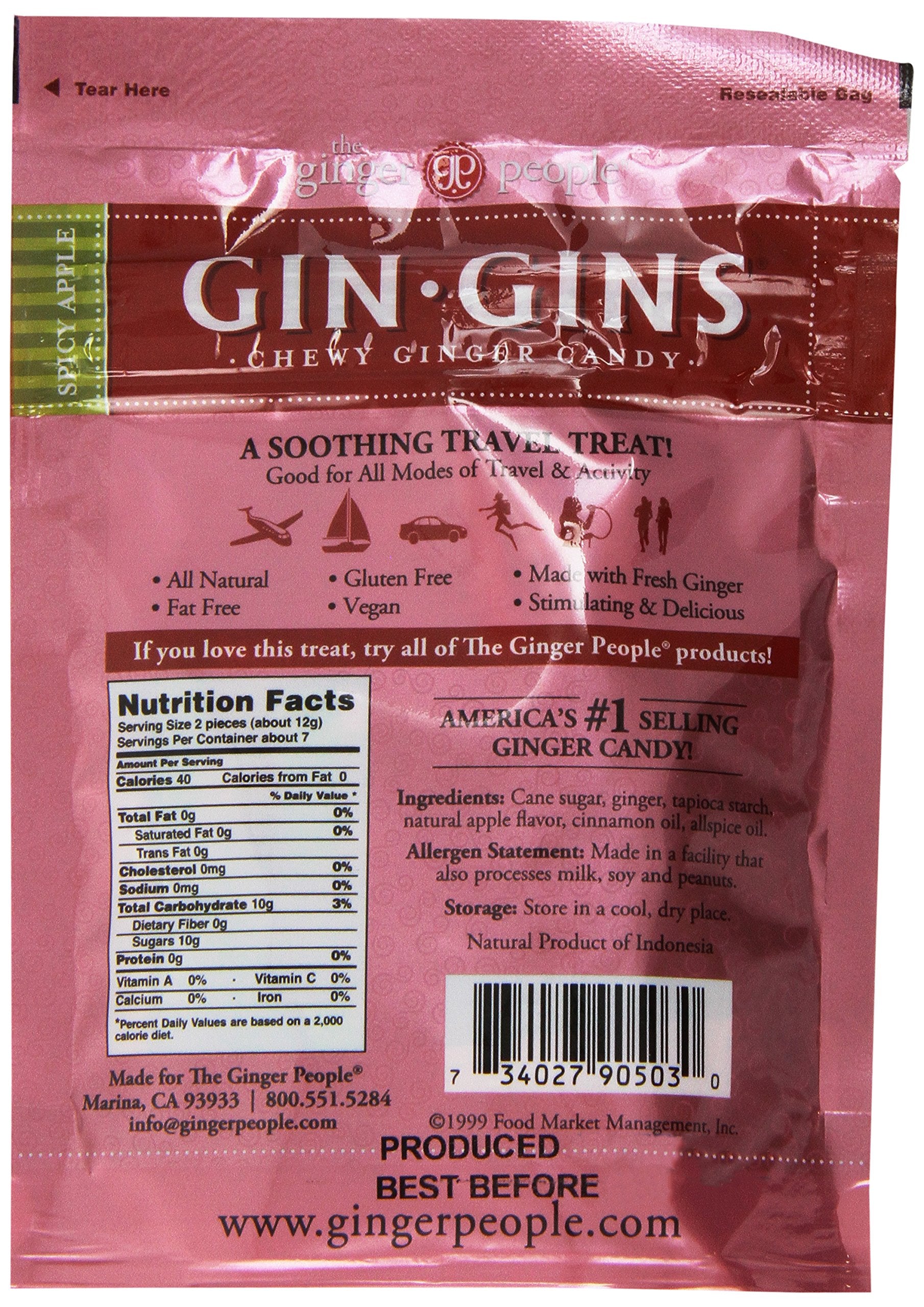 GIN GINS Apple candy close-up shows chewy texture and bold flavor.
