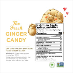 The Ginger People Gin Gins Double Strength candies inside offer individually wrapped on-the-go snacking